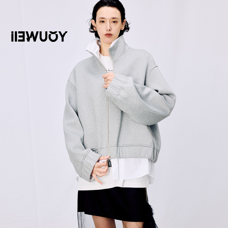 有尾女装衬衫拼接双层夹克外套