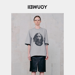 Y1124402 T恤女个性 YOUWEI有尾2024冬季 摇滚列侬印花短袖