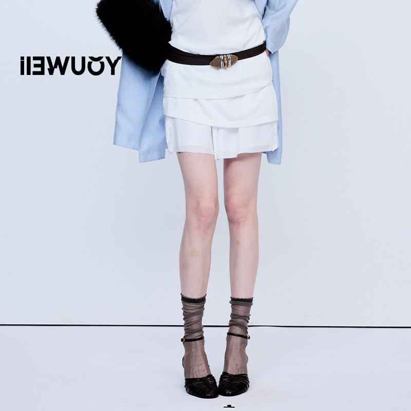 有尾波点提花短裤女甜美风