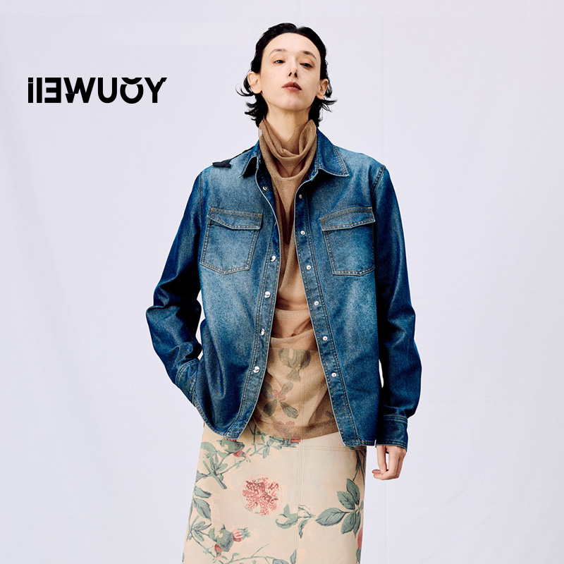 有尾女装定制石榴皮标牛仔衬衫