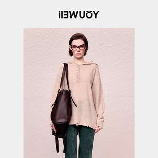 YOUWEI有尾2024秋季 女外套Y2124302 少女提花连帽针织衫