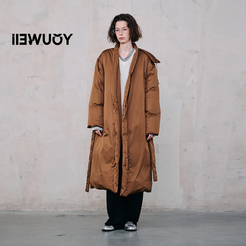 YOUWEI有尾2024冬季带帽围裹羽绒服女中长款Y2924402