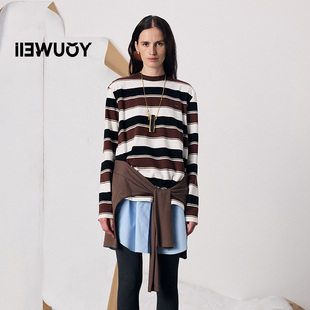 YOUWEI有尾2026春季新品层叠拼条纹连衣裙Y5726109