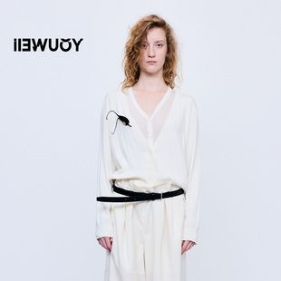 YOUWEI有尾2025秋季 女针织外套Y2425308 新品 假两层针织开衫