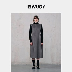 YOUWEI有尾2024冬季 收腰中长裙Y5724403 双面呢连衣裙女无袖