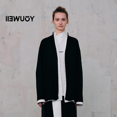 YOUWEI有尾复古老奶奶双面开衫（带围巾）Y2424404