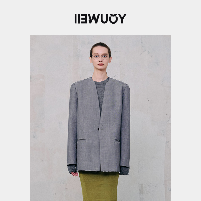 YOUWEI有尾【郝蕾同款】冬季磨破通勤风无领西装外套Y1924402,女装/女士精品,西装,淘宝优惠券,粉丝福利购,淘宝优惠卷