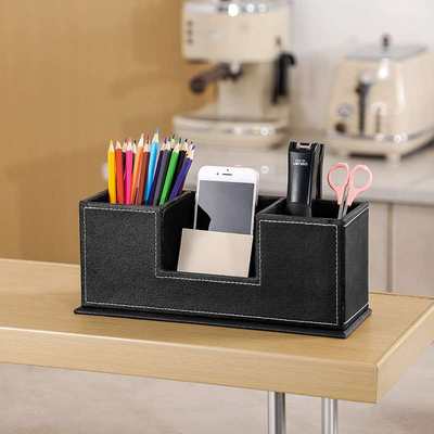 Pen Container Simple Leather Double Pen Container Multifunct