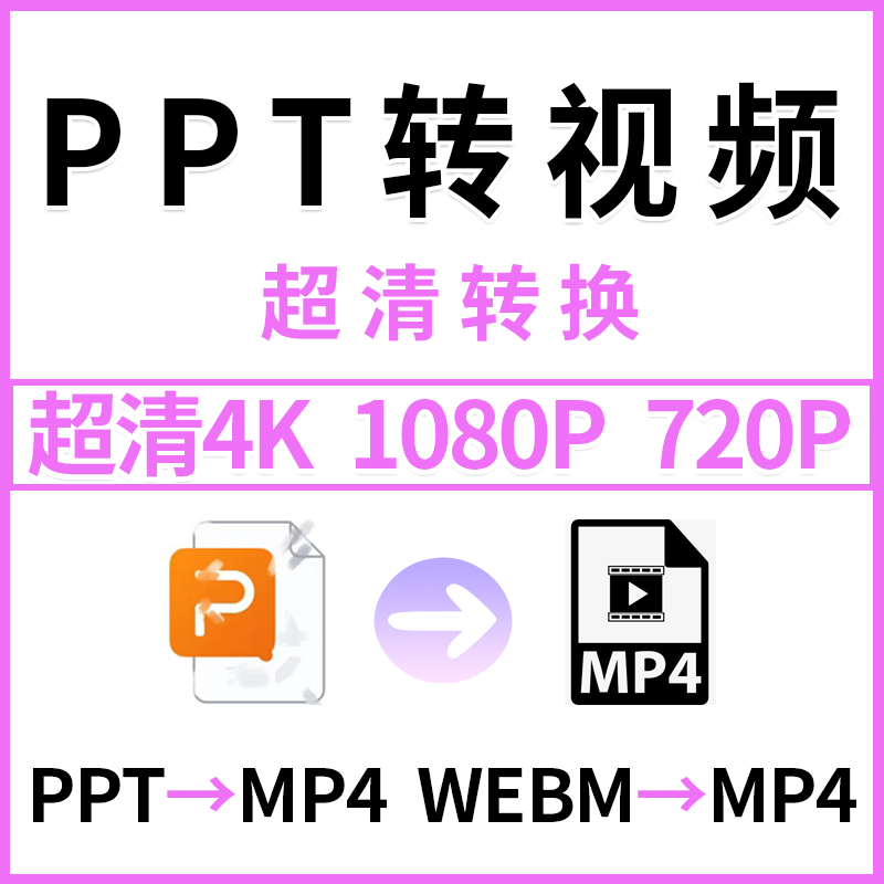 PPT转换超高清视频导出MP4幻灯片微课pptx webm格式转高清视频mp4