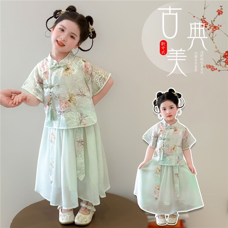 汉服洋气女童夏装2026新款甜美可爱新中式国潮套装女宝宝装半身裙
