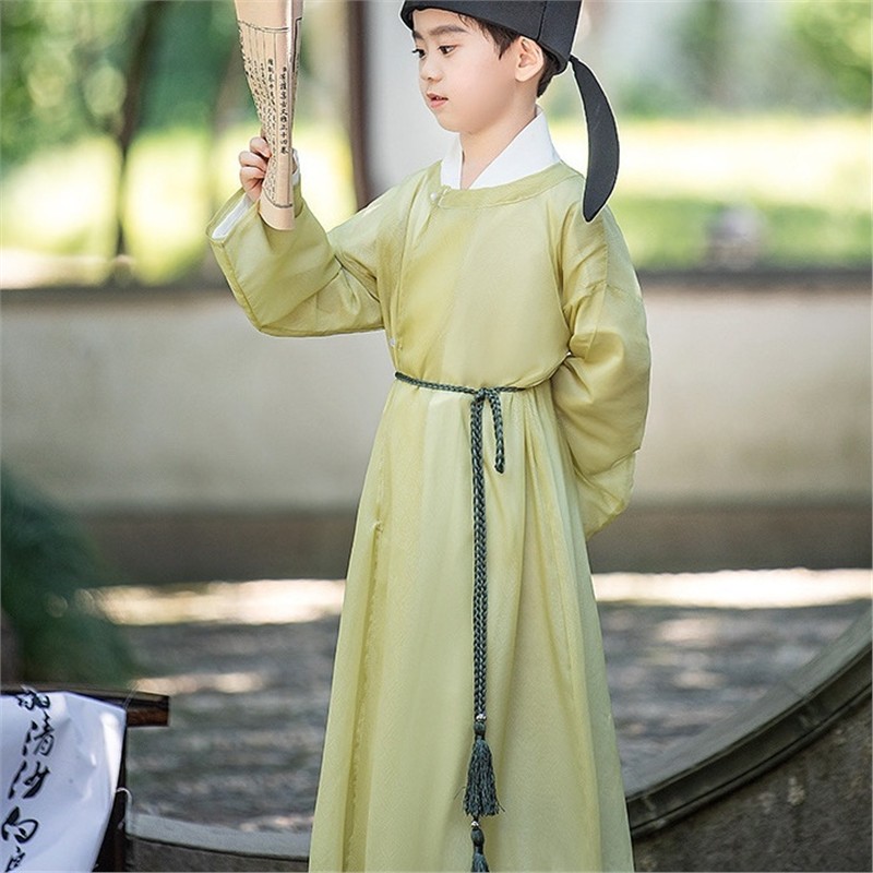 汉服男童春秋款宋制儿童古装夏季男孩古风帅气李白明制唐装演出服