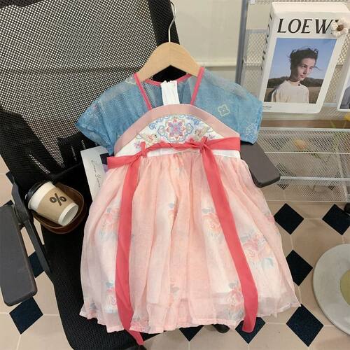 女童汉服连衣裙夏装新款儿童公主裙宝宝中式周岁礼服夏季国风裙子