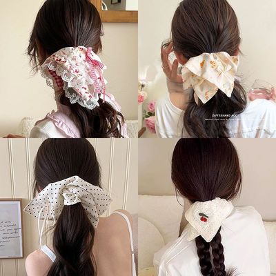 新款超可爱复古甜美方巾大肠发圈女高级感超大号马尾头绳发饰头饰