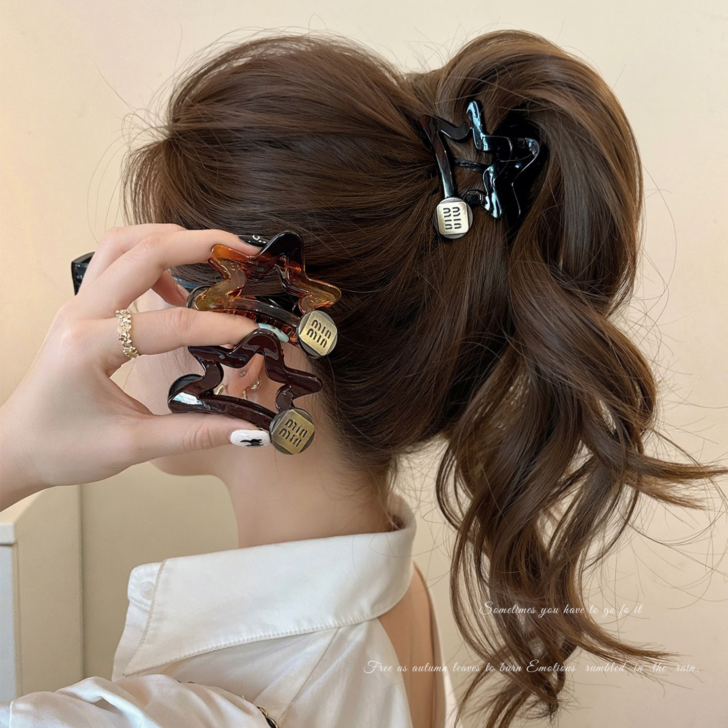 金标五角星高马尾抓夹发饰