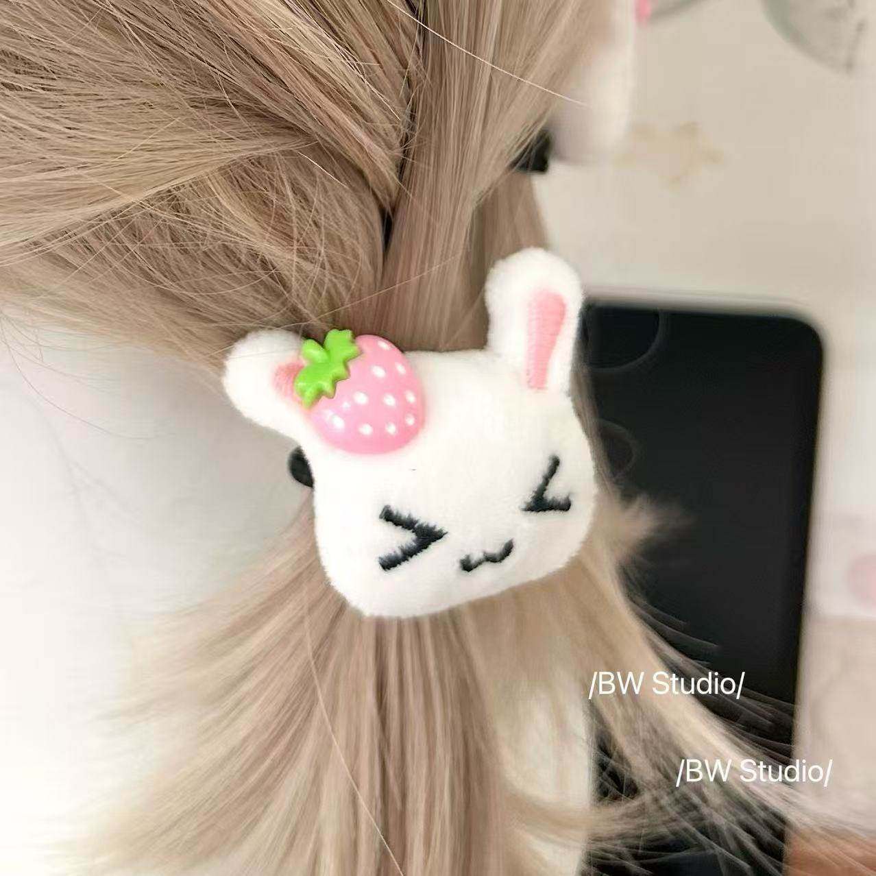 可爱草莓小兔子头绳软萌萝莉少女甜妹发饰洛丽塔毛绒头饰学生发圈,饰品/流行首饰/时尚饰品新,发饰,淘宝优惠券,粉丝福利购,淘宝优惠卷