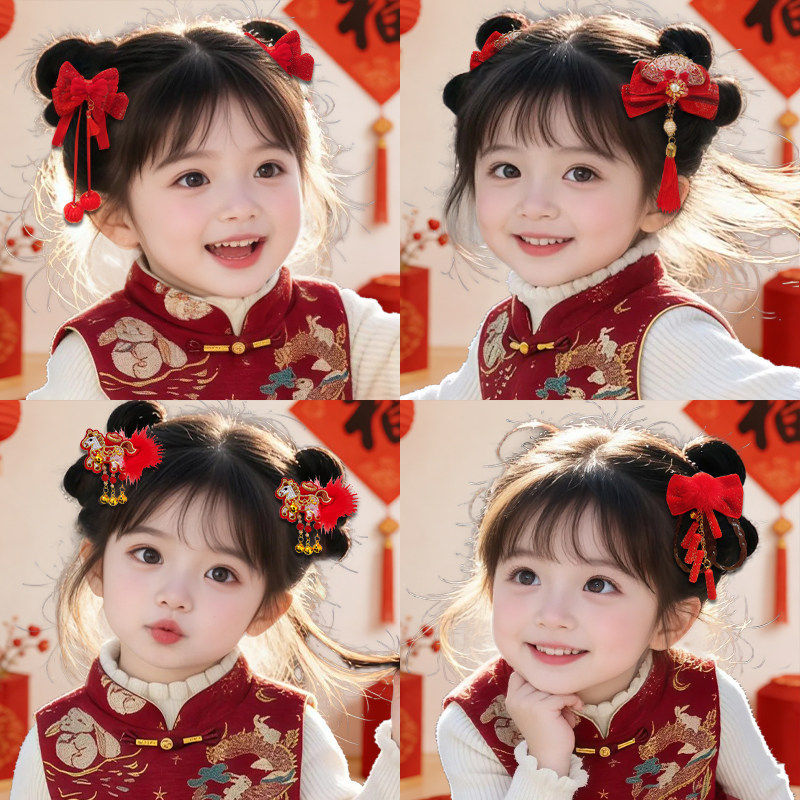 儿童新年发饰红色流苏蝴蝶结发夹中国风女童汉服发卡宝宝过年头饰,饰品/流行首饰/时尚饰品新,发饰,淘宝优惠券,粉丝福利购,淘宝优惠卷