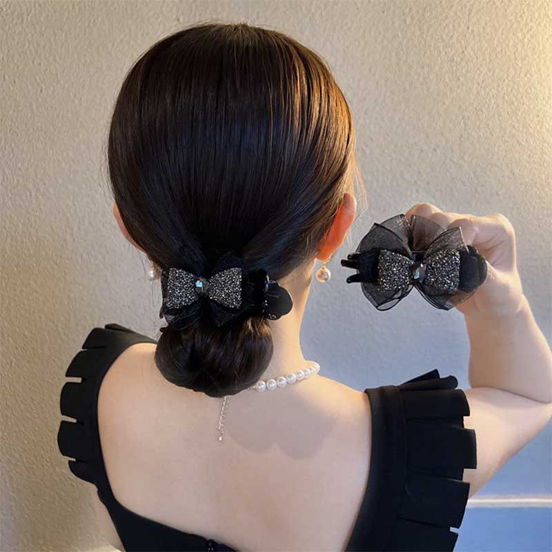 水钻蝴蝶结丸子头马尾抓夹