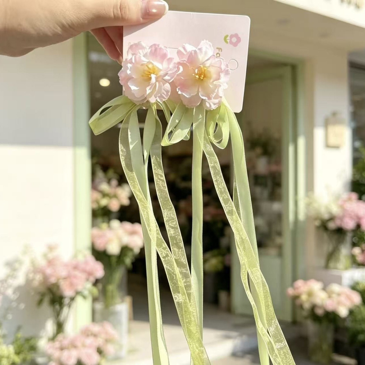 古风汉服绿花流苏步摇发夹图片