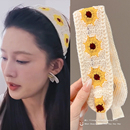 花儿与少年李沁同款 向日葵发带针织刘海粘粘贴敷面膜洗脸发饰发箍