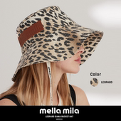 Mellamila韩国正品 豹纹大帽檐遮阳帽夏季 户外女士渔夫帽太阳帽