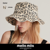 遮阳帽复古夏季 Mellamila韩国正品 豹纹渔夫帽户外女士韩版 盆帽