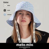 Mellamila韩国圆点图案夏季 遮阳帽户外渔夫帽女士帽子百搭大帽檐