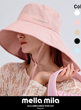 Mellamila韩国正品遮阳帽户外女士女款渔夫帽字母立体结构大帽檐