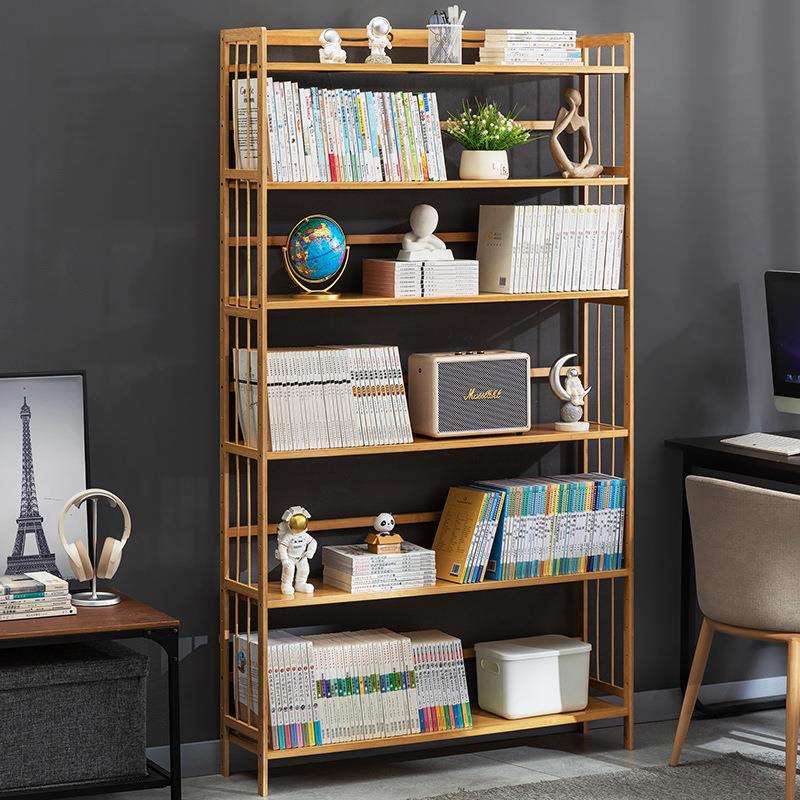 家用简易书柜书架落地多层一体靠墙置物架儿童阅读区客厅收纳架