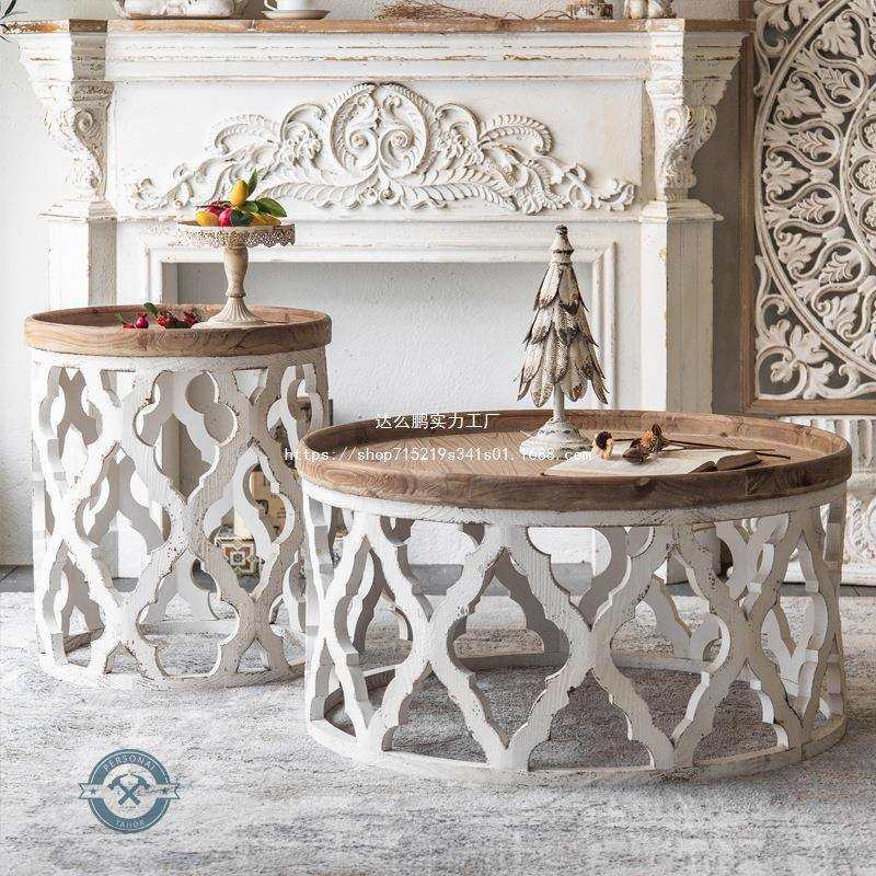 美式沙发边几花几雕花镂空民宿客厅阳台小茶几实木复古欧式小圆桌,玩具/童车/益智/积木/模型,其它,淘宝优惠券,粉丝福利购,淘宝优惠卷