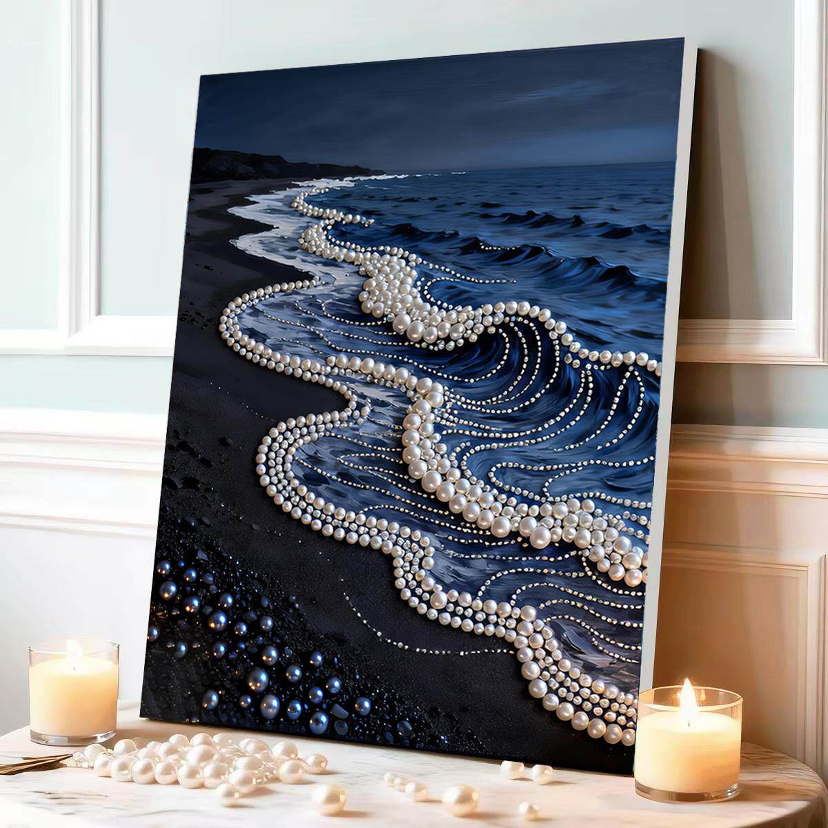 手工diy珍珠画高级感钻石画创意制作海浪风景贴画轻奢礼物送闺蜜