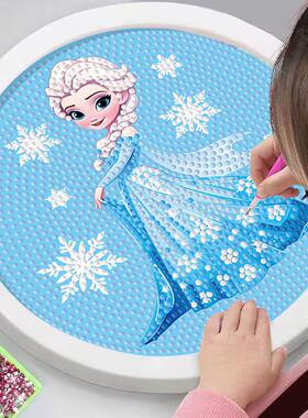 儿童钻石画艾莎diy材料包公主钻石贴画贴纸点钻画幼儿园手工益智