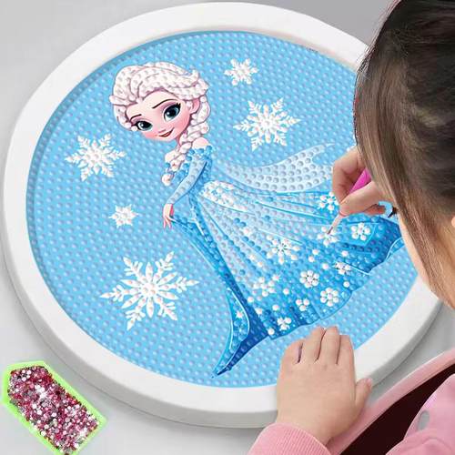 儿童钻石画艾莎diy材料包公主钻石贴画贴纸点钻画幼儿园手工益智