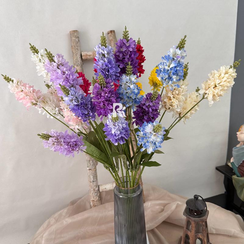 3叉薰衣草风信子婚庆仿真花插花婚礼堂花排吊顶装饰影楼拍摄假花