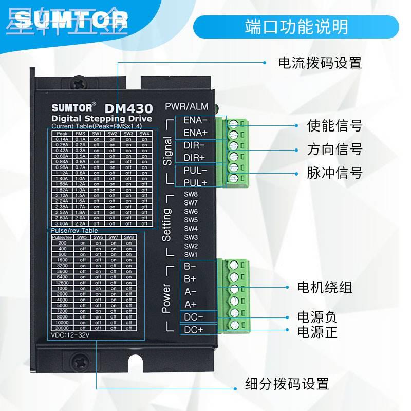 M420b 42步进电机驱动器DM430通用M415B三拓M420B大电流3A直流24V控制器_虎窝淘