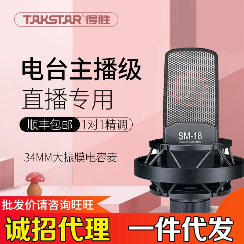 Takstar/得胜 X8SM-18电容麦克风话筒声卡套装抖音直播设备全套手