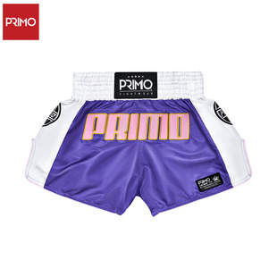 Primo复古拼色系列泰拳短裤拳击格斗成人运动短裤训练服 紫白粉