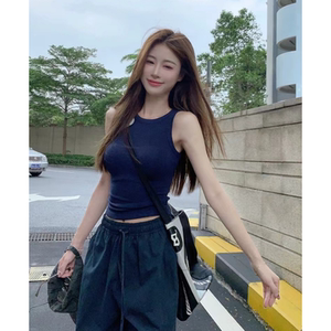 夏季套装女装新款辣妹时尚简约修身背心休闲阔腿裤夏装搭配一整套