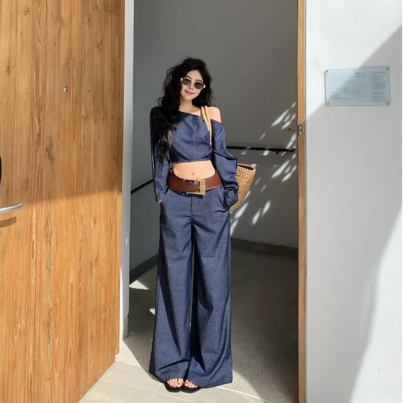 【赠送运费险】斜肩长袖上衣裤子