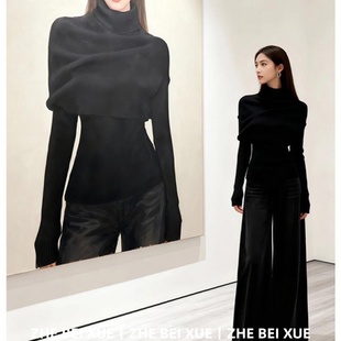 套装女慵懒休闲风修身针织上衣宽松阔腿牛仔裤独特漂亮冬装一整套