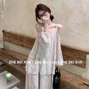 长裙子 碎花吊带连衣裙女装 夏季 新款 温柔风甜美减龄设计感宽松无袖