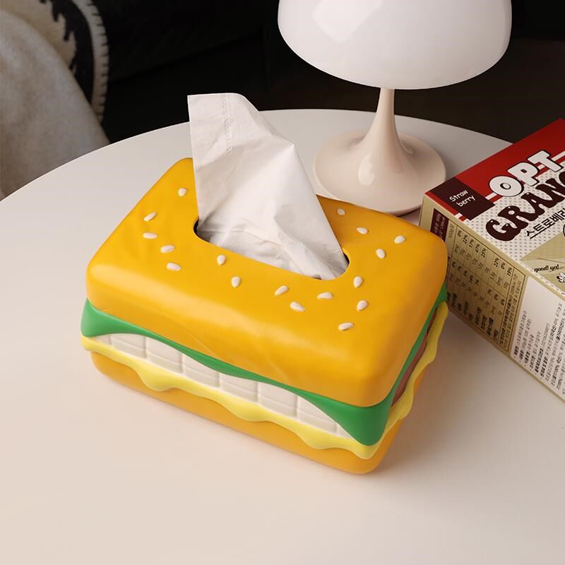 创意汉堡纸巾盒家用客厅抽纸盒桌面可爱卡通装饰品摆件餐巾纸盒子
