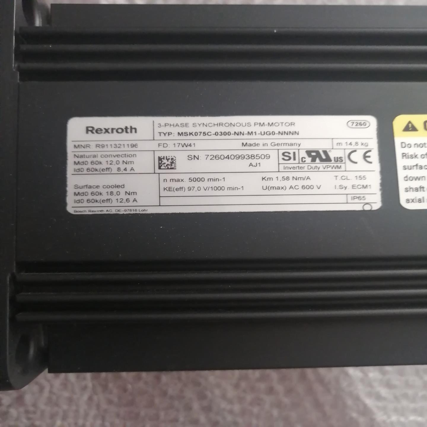 力士乐伺服电机MSK075C-0300-NN-M1-UG0-