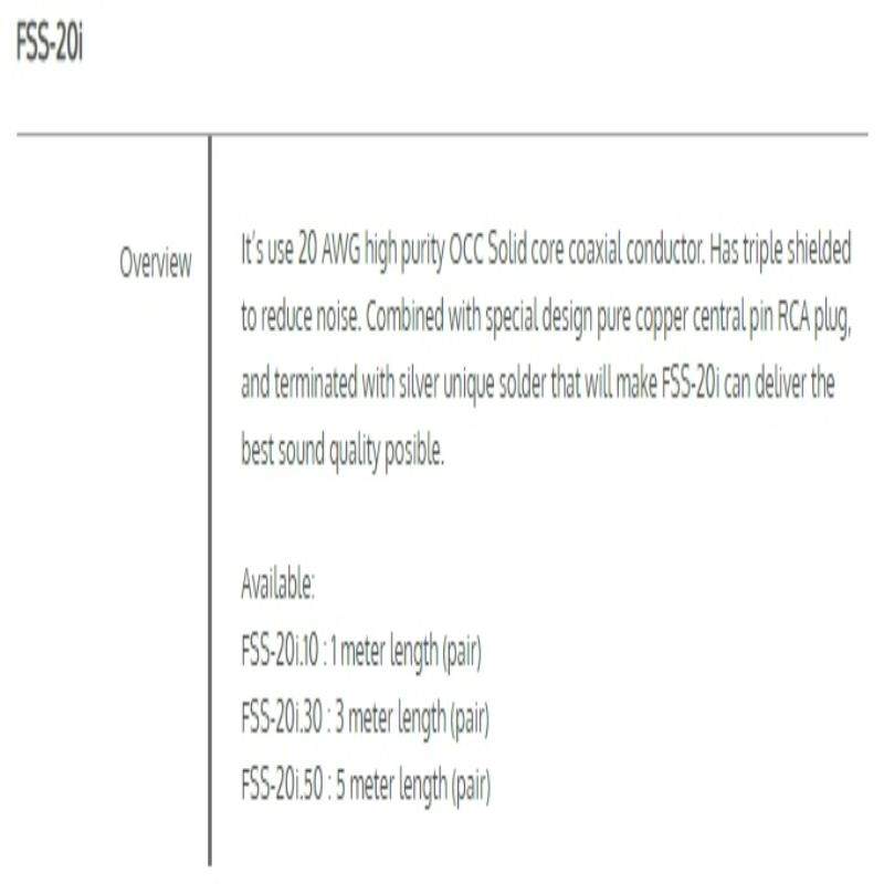 （设备配件）FLUX FSS-20i  全频RCA信号线，3米，1对