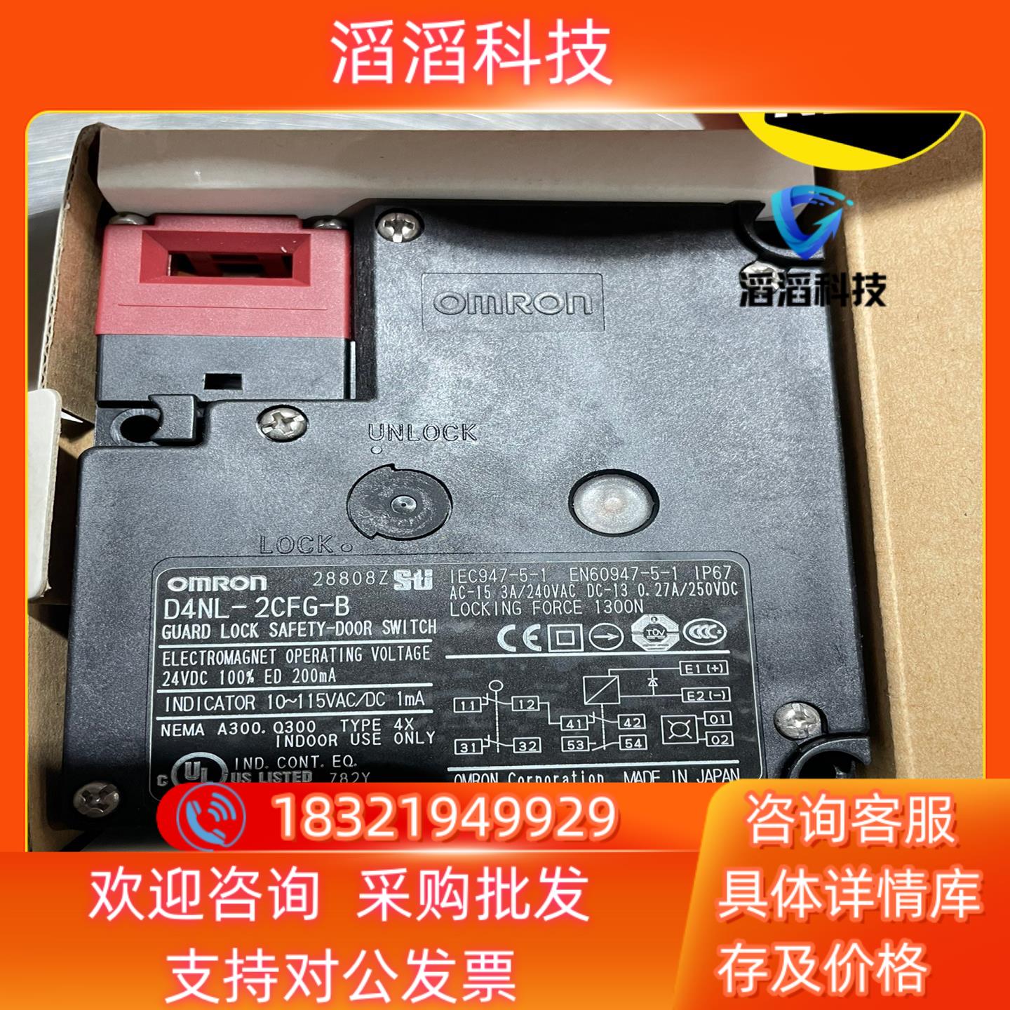 现货原装安全门开关电磁锁D4NL-2CFG-