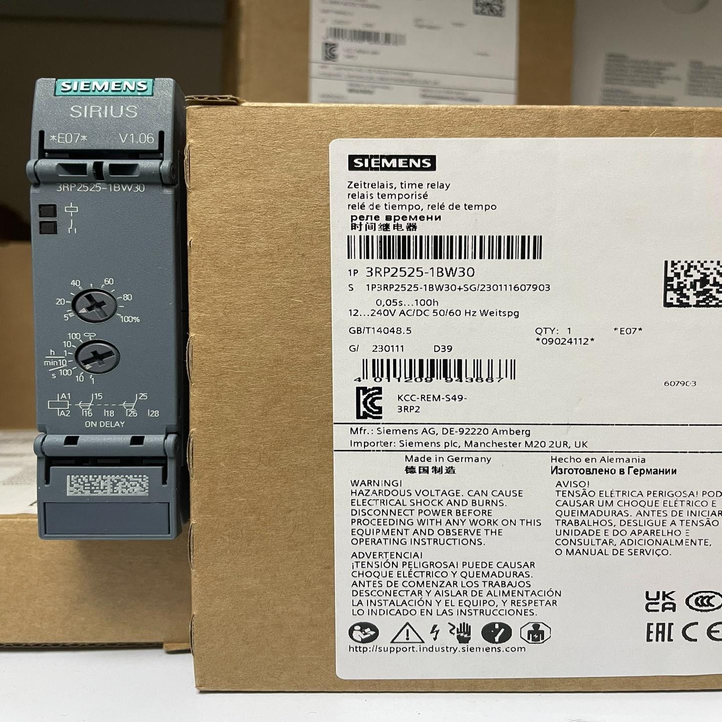 3RP2525-1BW30  时间继电器，电子 响应延迟 2