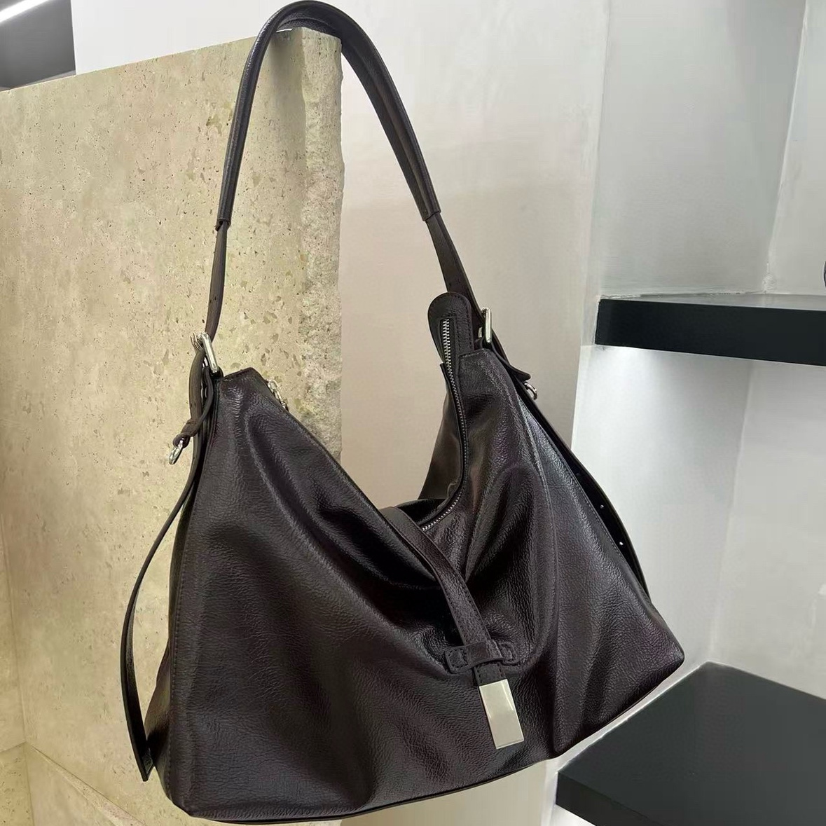 欧韩植鞣软皮hobo托特包大容量女