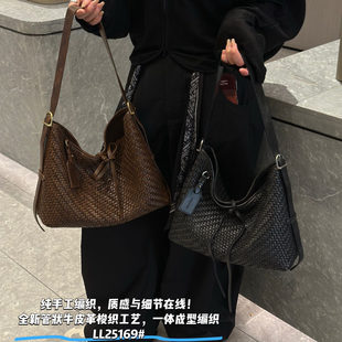 手工编织植鞣牛皮托特包hobo包慵懒复古大容量腋下包单肩斜挎大包