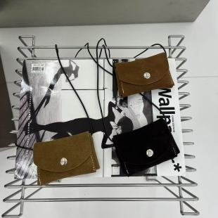 磨砂牛皮挂壁卡包迷你小包包真皮零钱包钥匙包翻盖口红包证件包女