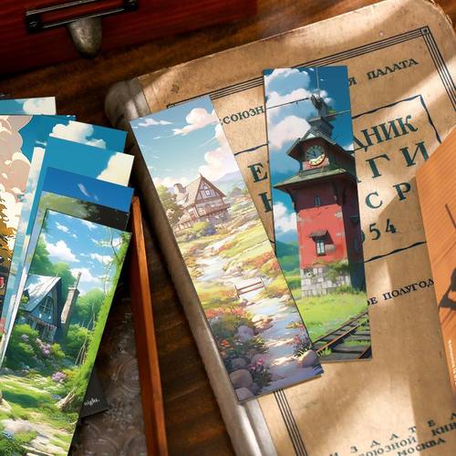 高级感宫崎骏动漫风景书签