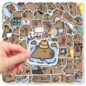 186张卡通卡皮巴拉水豚贴纸可爱搞笑手机壳diy电脑水杯防水贴画